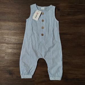 Baby Boys Blue & White Striped One Piece Romper Pat Pat 9-12 Months New With Tag